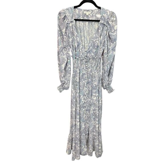 For Love and Lemons Janelle Paisley Maxi Dress Long Sleeve Button Down SizE XS - Picture 5 of 16